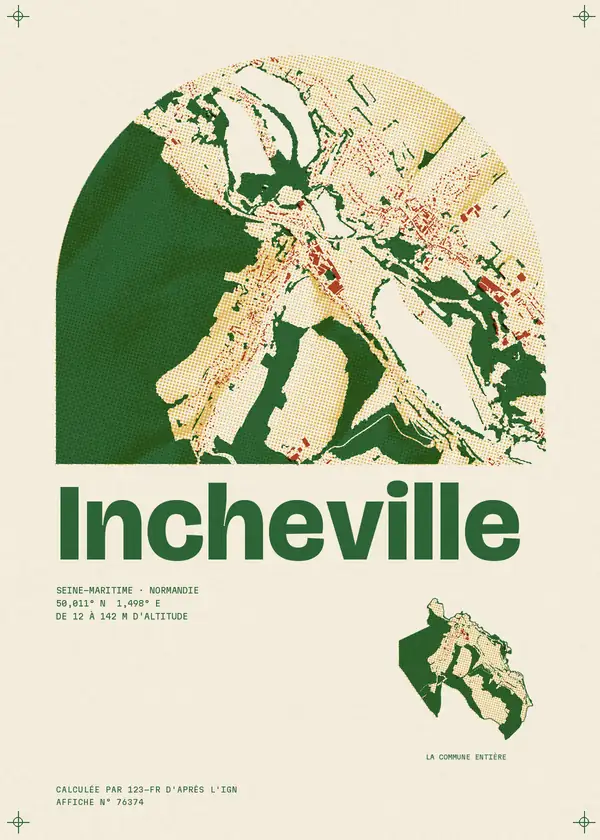 Affiche de Incheville, calculée par 123-fr d'après l'IGN