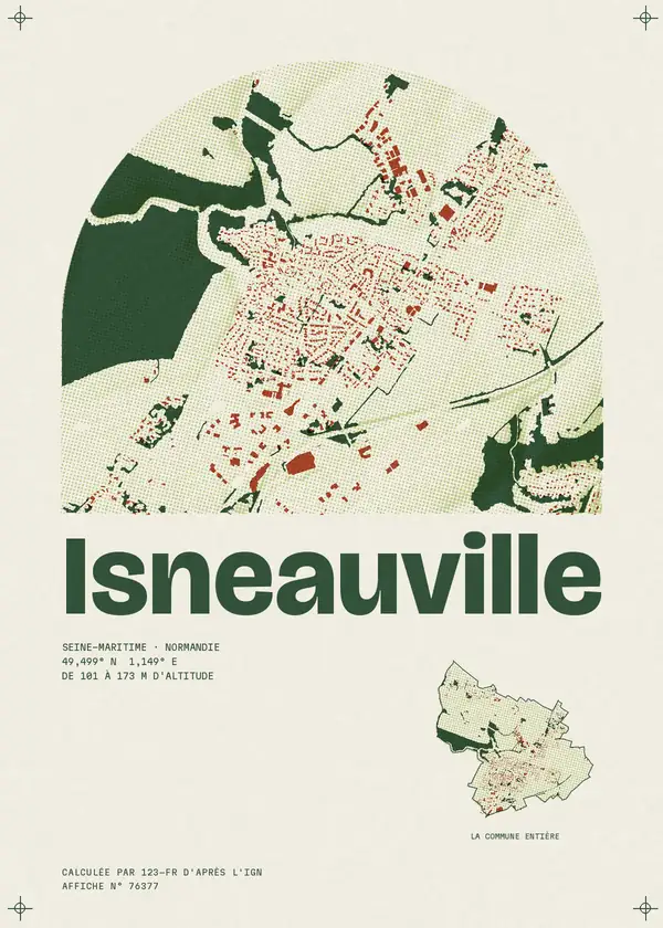 Affiche de Isneauville, calculée par 123-fr d'après l'IGN