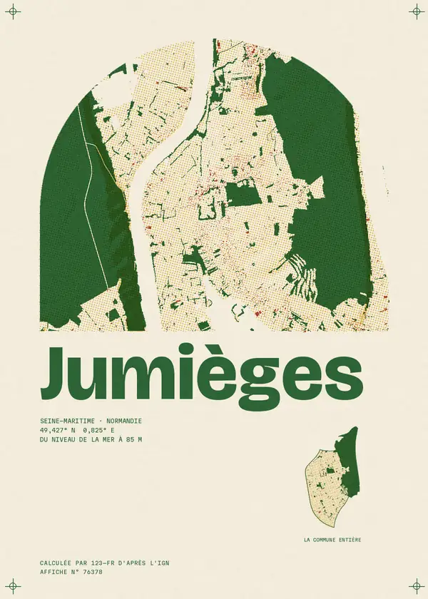 Affiche de Jumièges, calculée par 123-fr d'après l'IGN
