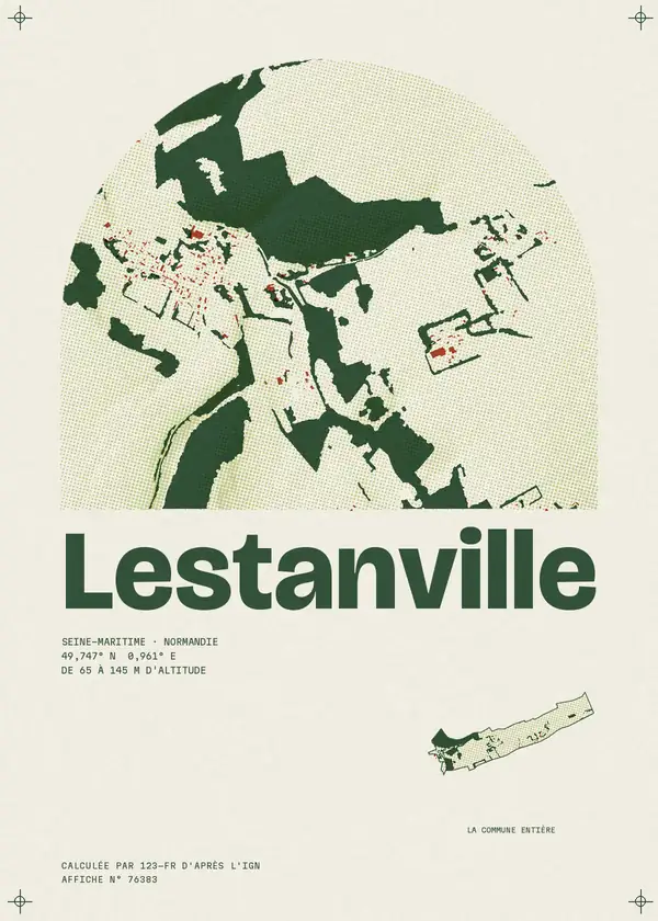 Affiche de Lestanville, calculée par 123-fr d'après l'IGN