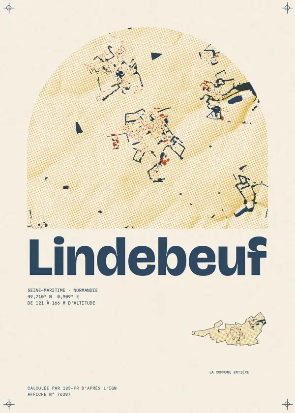 Affiche de Lindebeuf, calculée par 123-fr d'après l'IGN