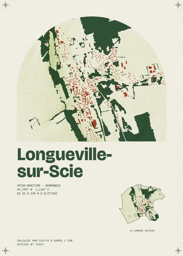 Affiche de Longueville-sur-Scie, calculée par 123-fr d'après l'IGN
