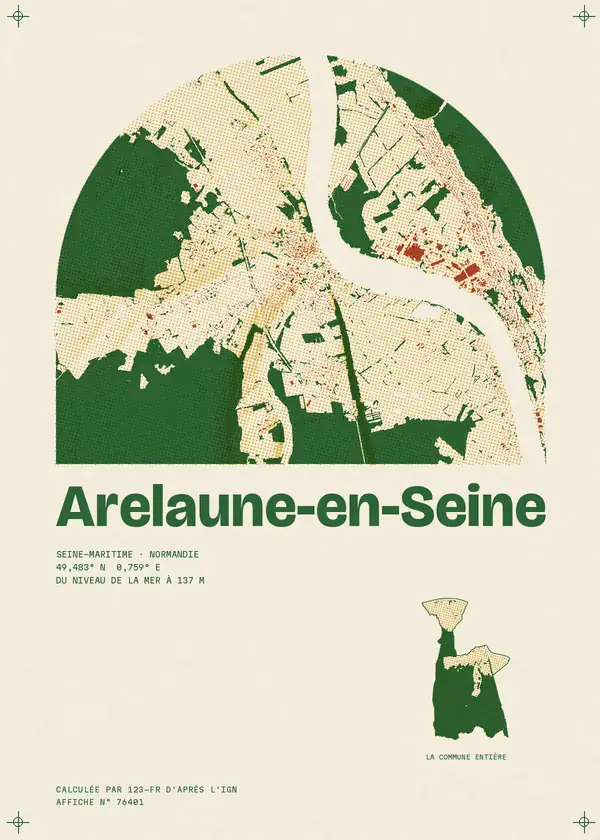 Affiche de Arelaune-en-Seine, calculée par 123-fr d'après l'IGN
