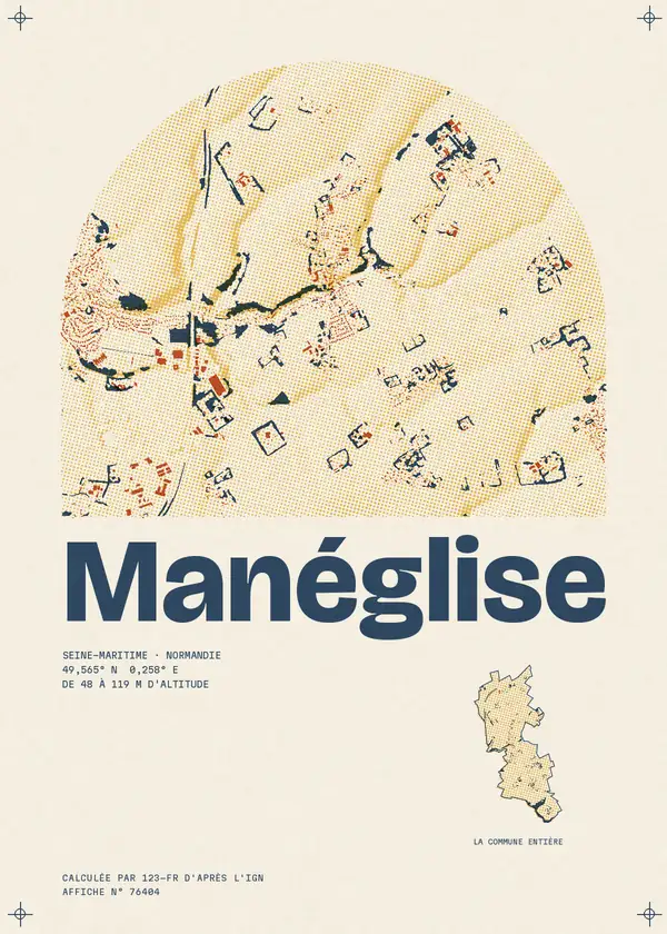 Affiche de Manéglise, calculée par 123-fr d'après l'IGN
