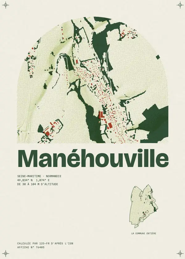 Affiche de Manéhouville, calculée par 123-fr d'après l'IGN