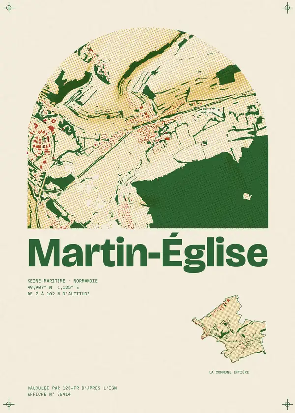 Affiche de Martin-Église, calculée par 123-fr d'après l'IGN