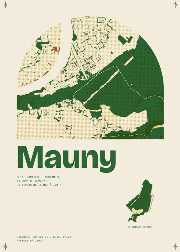 Affiche de Mauny, calculée par 123-fr d'après l'IGN