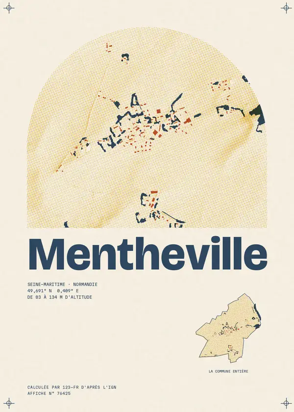 Affiche de Mentheville, calculée par 123-fr d'après l'IGN