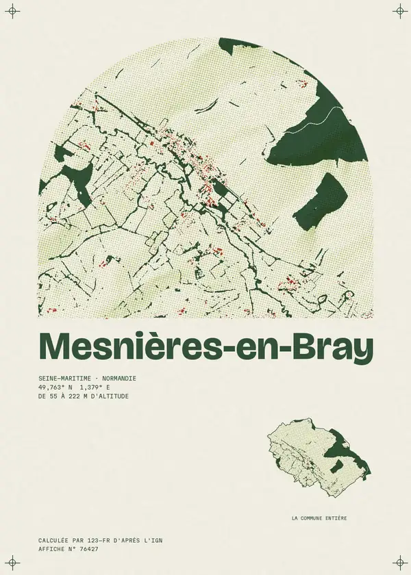 Affiche de Mesnières-en-Bray, calculée par 123-fr d'après l'IGN