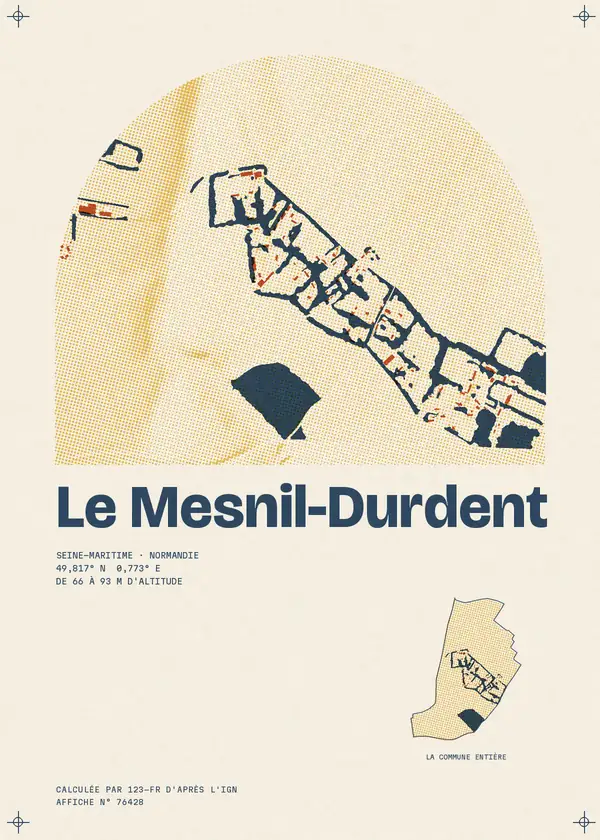 Affiche de Le Mesnil-Durdent, calculée par 123-fr d'après l'IGN