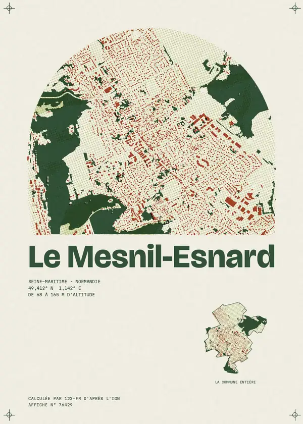 Affiche de Le Mesnil-Esnard, calculée par 123-fr d'après l'IGN