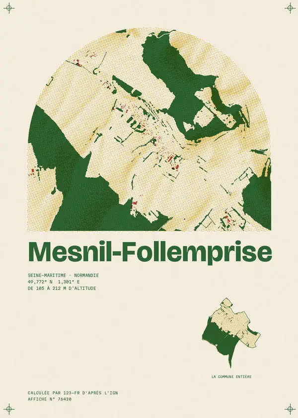 Affiche de Mesnil-Follemprise, calculée par 123-fr d'après l'IGN