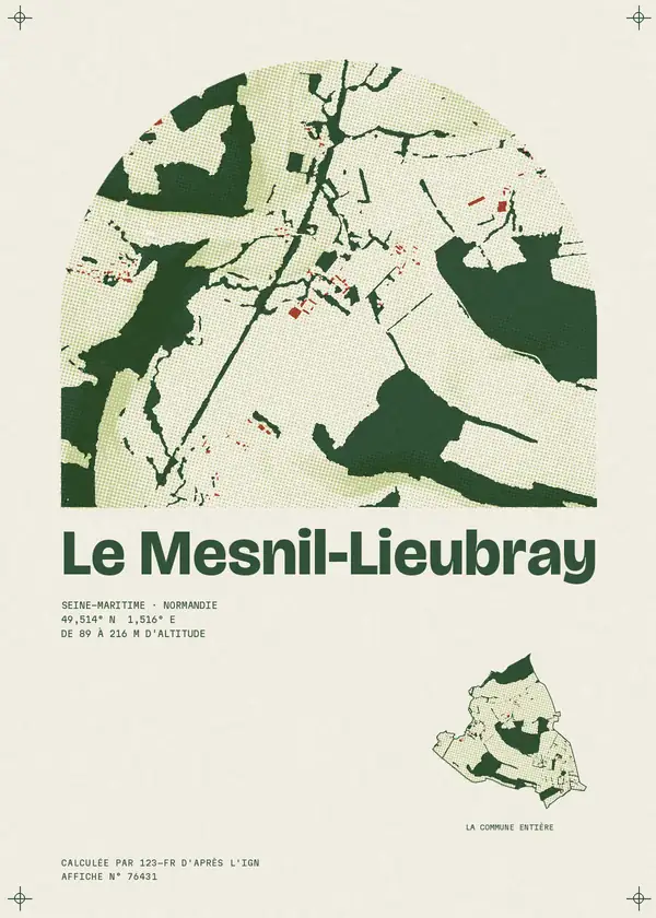 Affiche de Le Mesnil-Lieubray, calculée par 123-fr d'après l'IGN