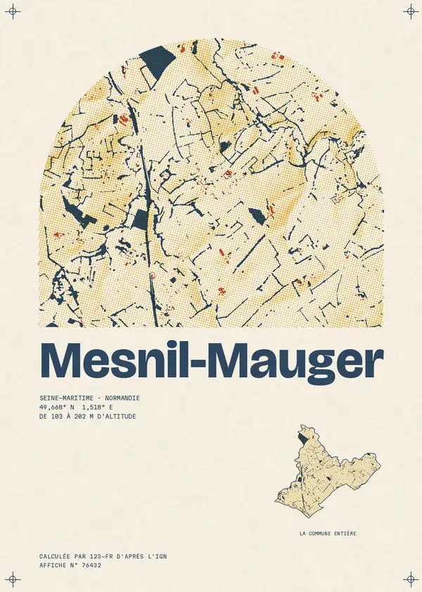 Affiche de Mesnil-Mauger, calculée par 123-fr d'après l'IGN