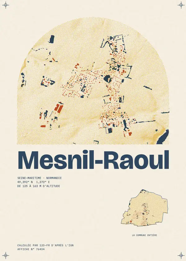 Affiche de Mesnil-Raoul, calculée par 123-fr d'après l'IGN