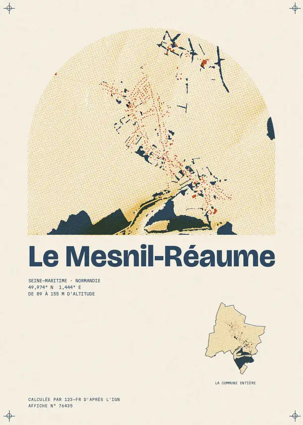 Affiche de Le Mesnil-Réaume, calculée par 123-fr d'après l'IGN