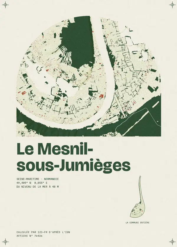 Affiche de Le Mesnil-sous-Jumièges, calculée par 123-fr d'après l'IGN