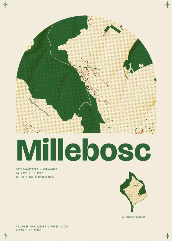 Affiche de Millebosc, calculée par 123-fr d'après l'IGN