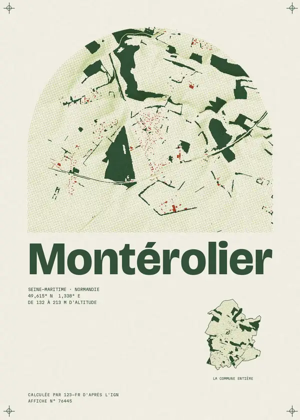 Affiche de Montérolier, calculée par 123-fr d'après l'IGN