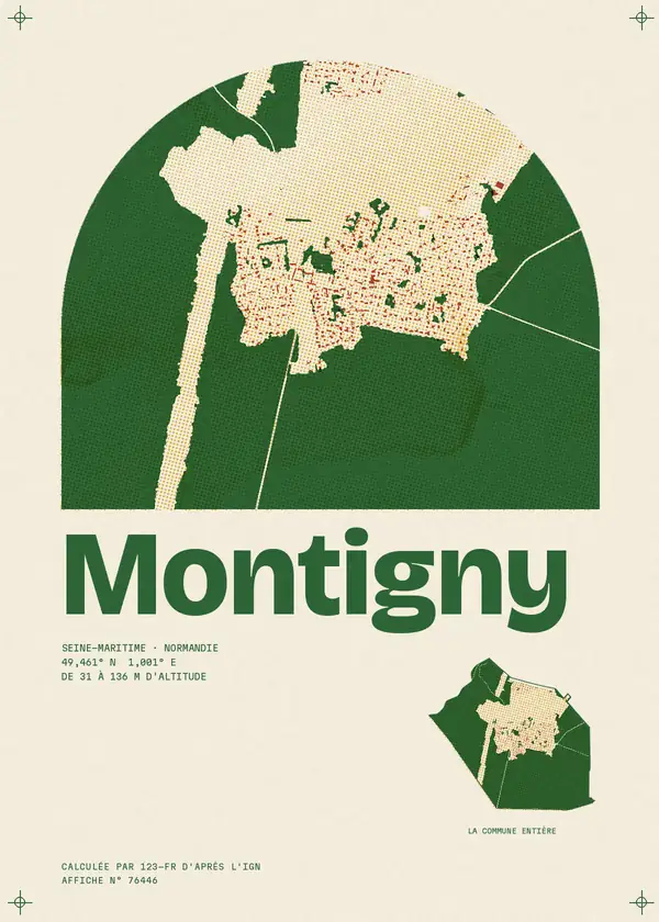Affiche de Montigny, calculée par 123-fr d'après l'IGN