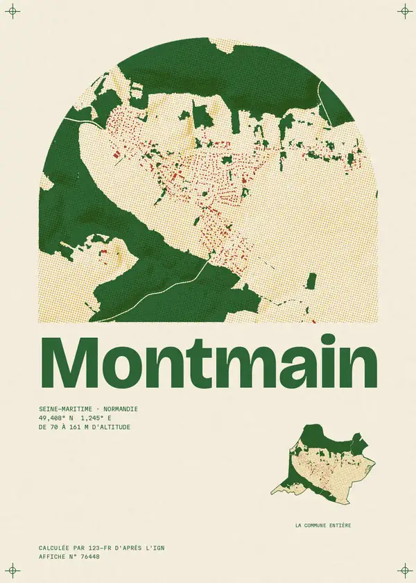 Affiche de Montmain, calculée par 123-fr d'après l'IGN