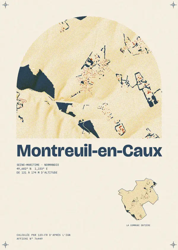 Affiche de Montreuil-en-Caux, calculée par 123-fr d'après l'IGN