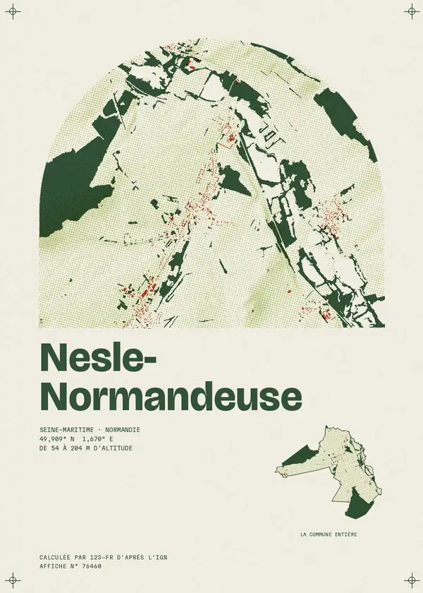 Affiche de Nesle-Normandeuse, calculée par 123-fr d'après l'IGN