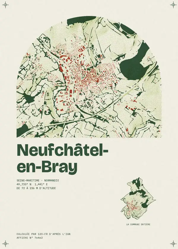 Affiche de Neufchâtel-en-Bray, calculée par 123-fr d'après l'IGN