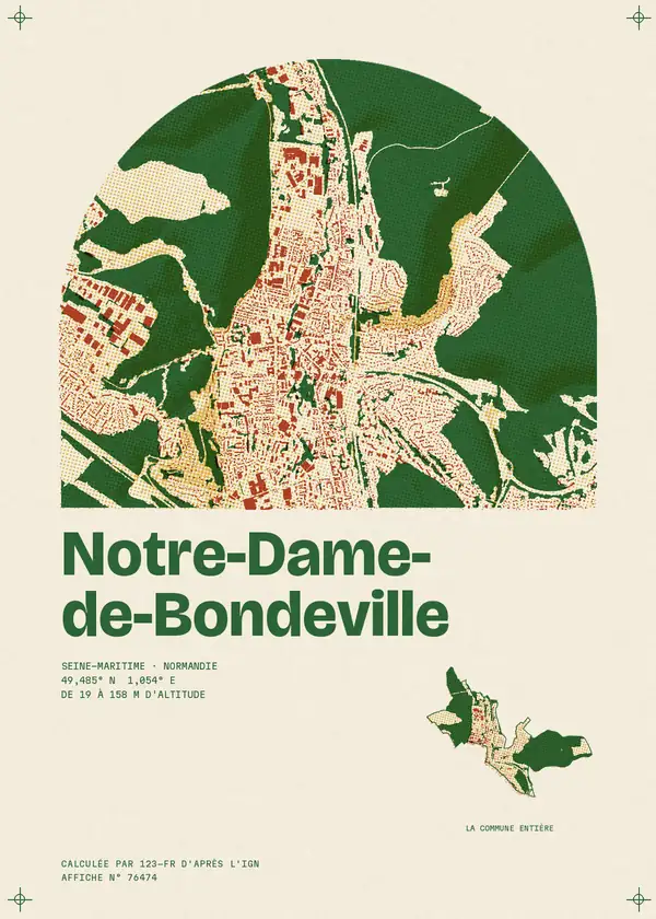 Affiche de Notre-Dame-de-Bondeville, calculée par 123-fr d'après l'IGN