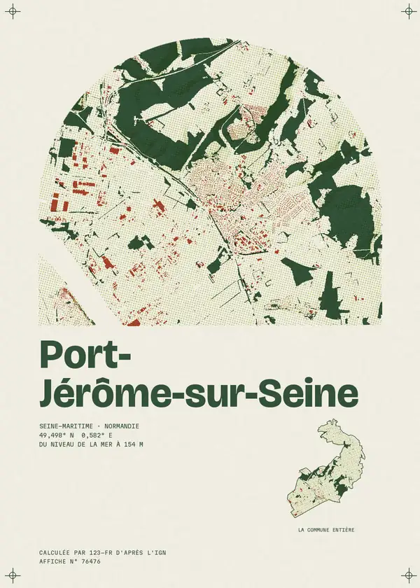 Affiche de Port-Jérôme-sur-Seine, calculée par 123-fr d'après l'IGN