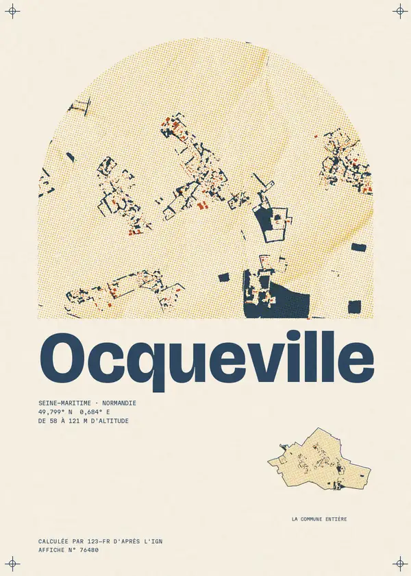 Affiche de Ocqueville, calculée par 123-fr d'après l'IGN
