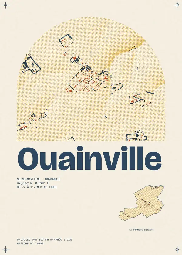 Affiche de Ouainville, calculée par 123-fr d'après l'IGN
