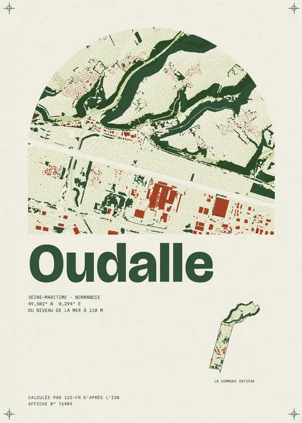 Affiche de Oudalle, calculée par 123-fr d'après l'IGN