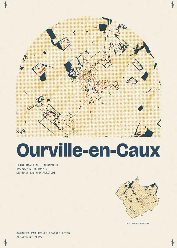 Affiche de Ourville-en-Caux, calculée d'après l'IGN