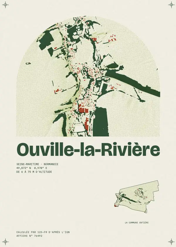 Affiche de Ouville-la-Rivière, calculée par 123-fr d'après l'IGN