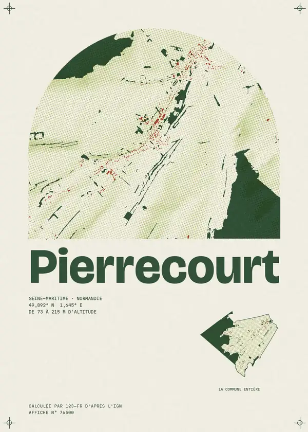 Affiche de Pierrecourt, calculée par 123-fr d'après l'IGN