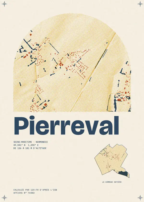 Affiche de Pierreval, calculée par 123-fr d'après l'IGN