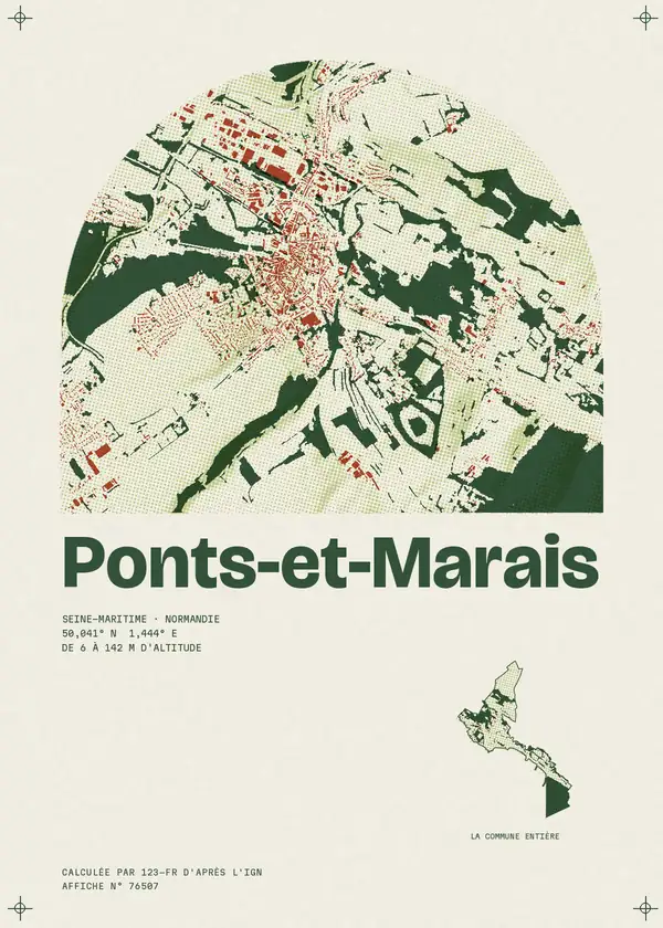 Affiche de Ponts-et-Marais, calculée par 123-fr d'après l'IGN