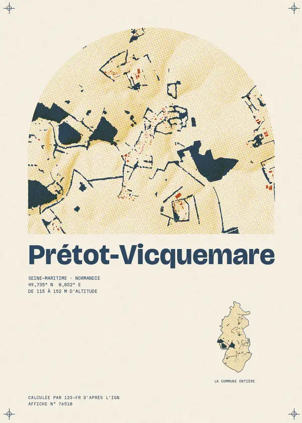 Affiche de Prétot-Vicquemare, calculée par 123-fr d'après l'IGN