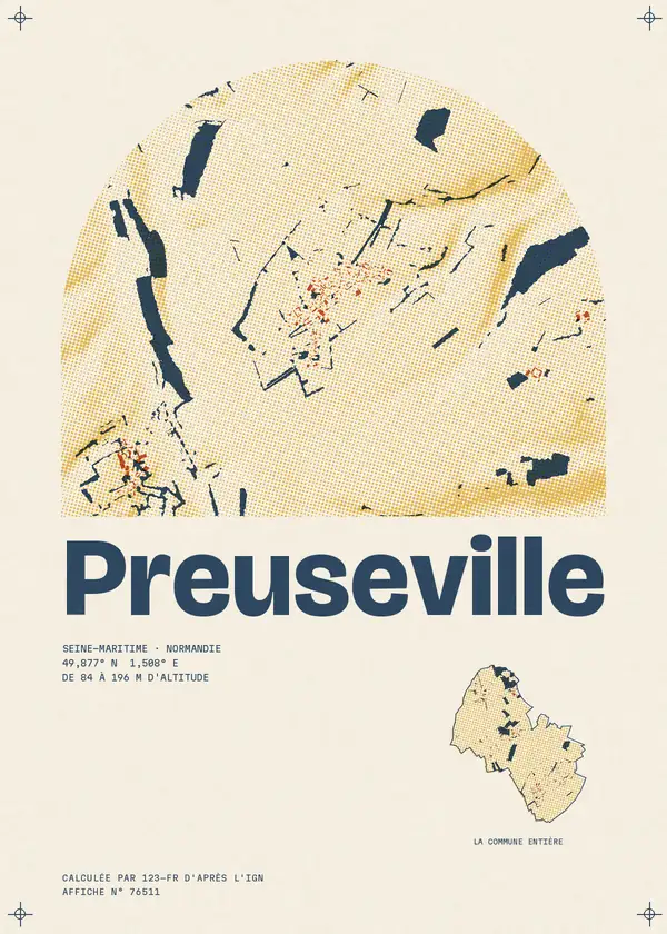 Affiche de Preuseville, calculée par 123-fr d'après l'IGN