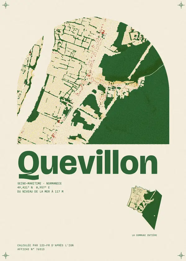 Affiche de Quevillon, calculée par 123-fr d'après l'IGN