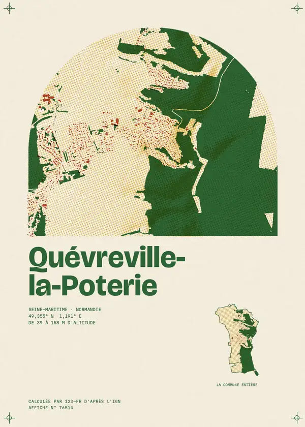 Affiche de Quévreville-la-Poterie, calculée par 123-fr d'après l'IGN
