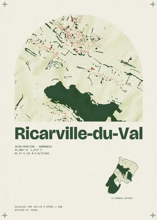 Affiche de Ricarville-du-Val, calculée par 123-fr d'après l'IGN