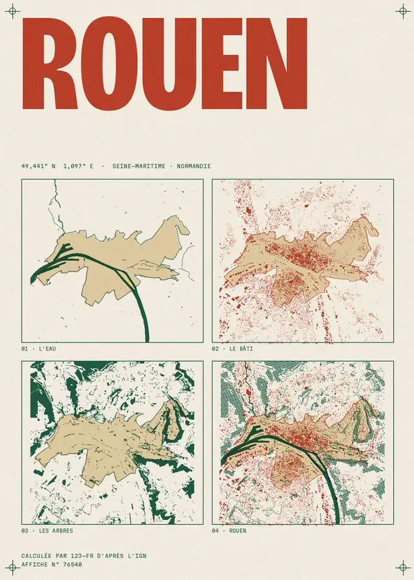 Affiche de Rouen, calculée par 123-fr d'après l'IGN