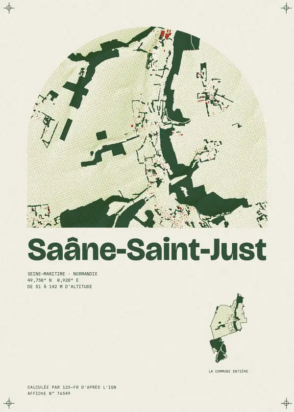 Affiche de Saâne-Saint-Just, calculée par 123-fr d'après l'IGN