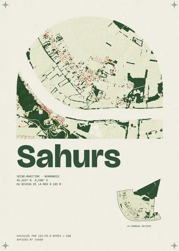 Affiche de Sahurs, calculée par 123-fr d'après l'IGN