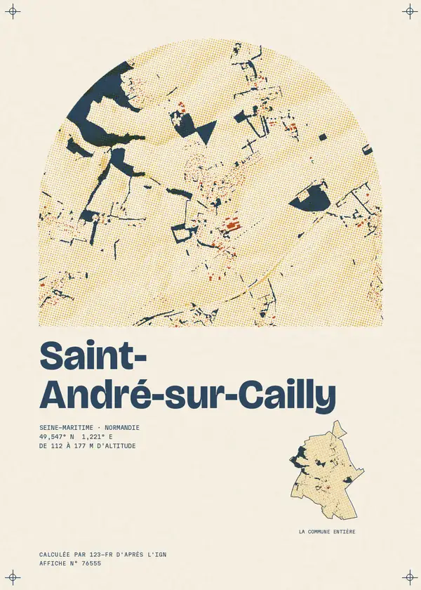 Affiche de Saint-André-sur-Cailly, calculée par 123-fr d'après l'IGN