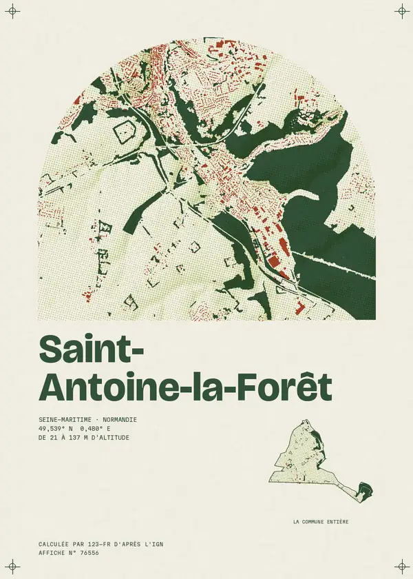 Affiche de Saint-Antoine-la-Forêt, calculée par 123-fr d'après l'IGN