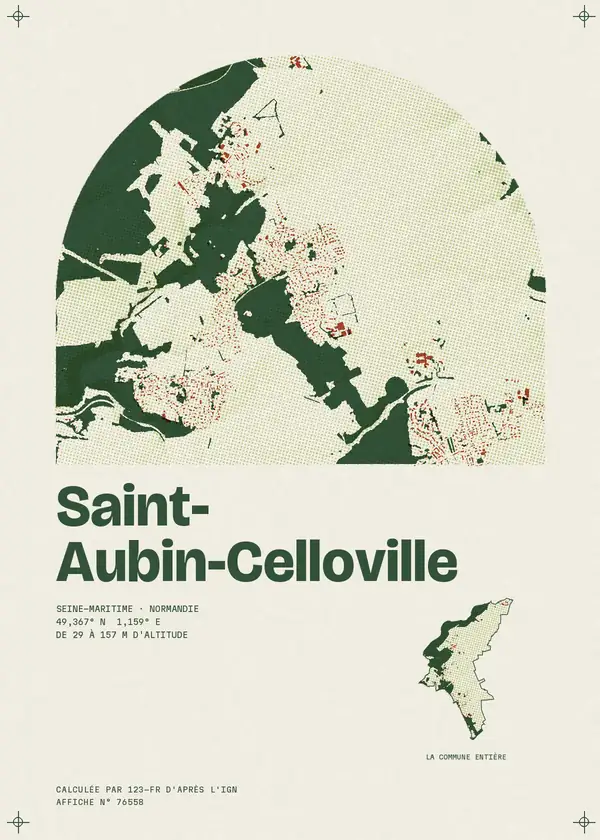 Affiche de Saint-Aubin-Celloville, calculée par 123-fr d'après l'IGN