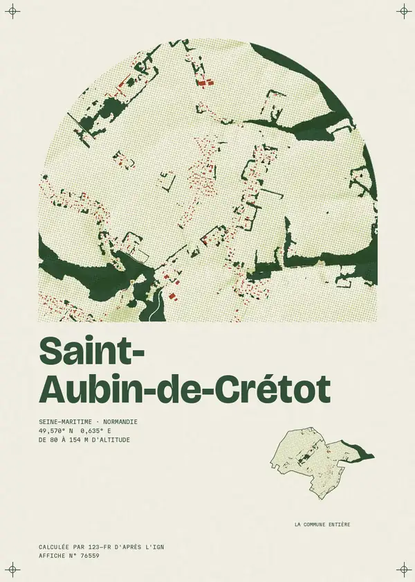 Affiche de Saint-Aubin-de-Crétot, calculée par 123-fr d'après l'IGN